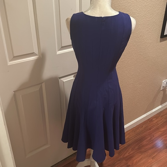 Calvin Klein 2 ROYAL BLUE Fit & Flare gored seams Flounce Twirl Modest Lined - Picture 4 of 5